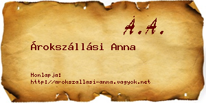 Árokszállási Anna névjegykártya
